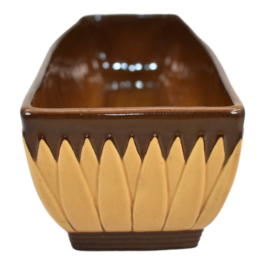 Roseville Lotus Brown 1952 Mid Century Modern Pottery Window Box Planter L7-10 - Just Art Pottery
