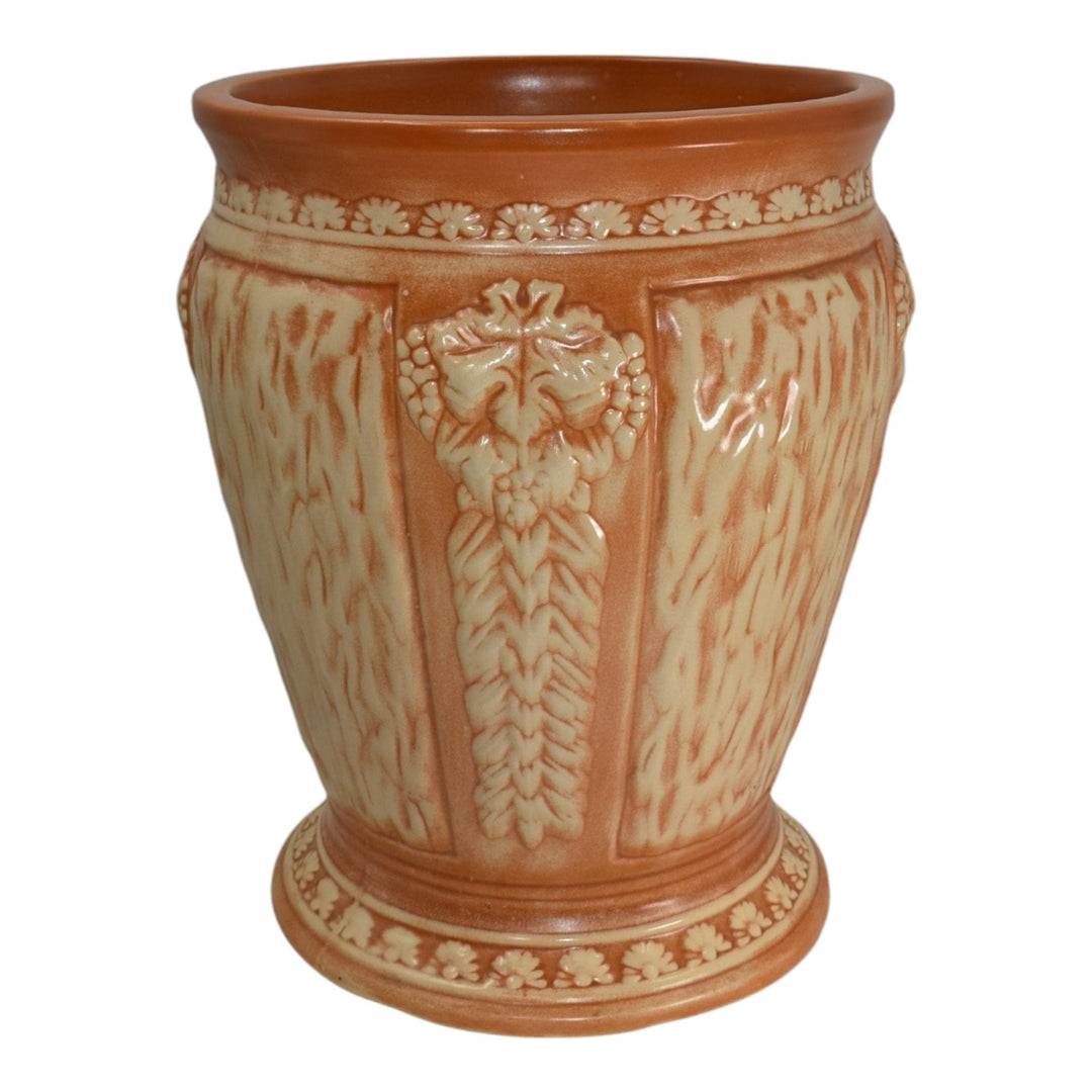 Robinson Ransbottom Ohio 1930s Vintage Art Pottery Orange Ceramic Sand Jar 6