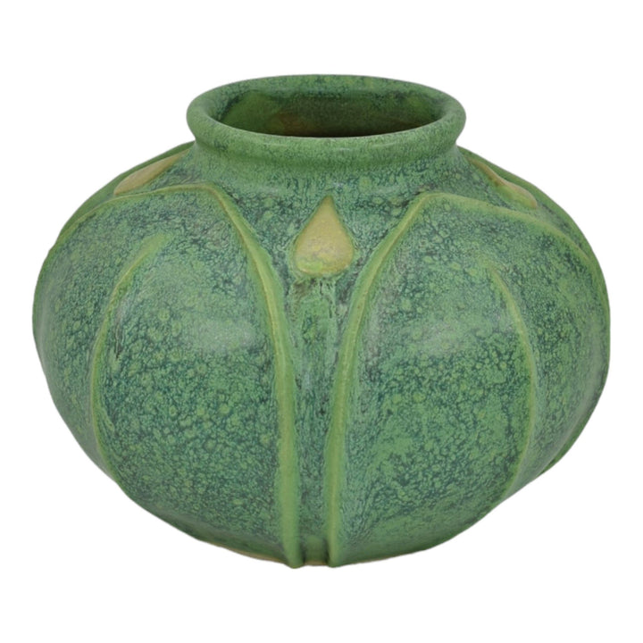Jemerick Studio Pottery Hand Made Arts And Crafts Matte Green Yellow Bud Vase - Just Art Pottery