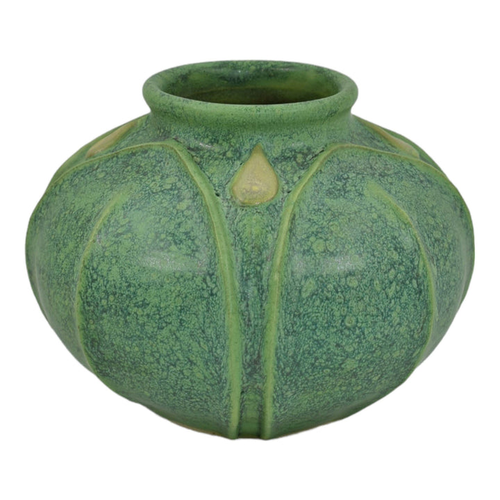 Jemerick Studio Pottery Hand Made Arts And Crafts Matte Green Yellow Bud Vase - Just Art Pottery