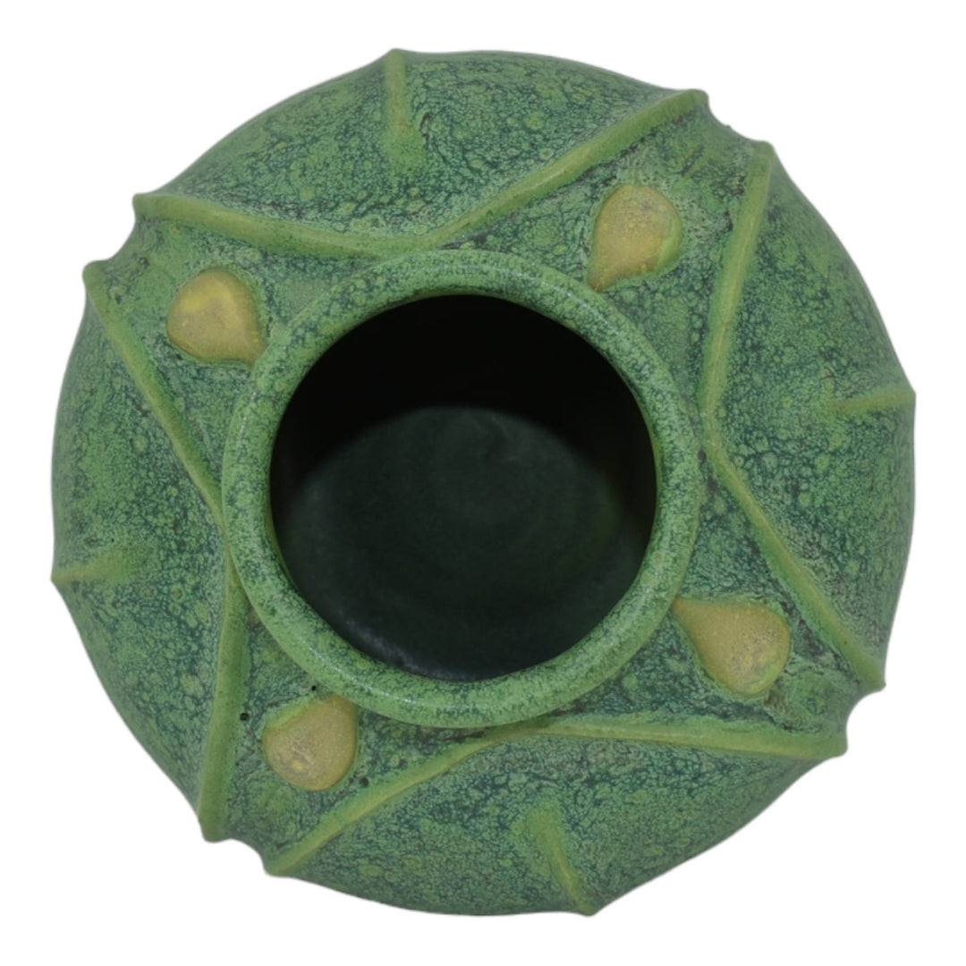 Jemerick Studio Pottery Hand Made Arts And Crafts Matte Green Yellow Bud Vase - Just Art Pottery