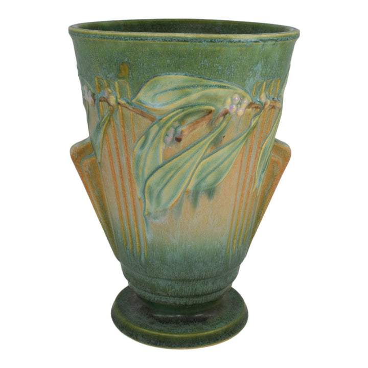 Roseville Laurel Green 1934 Vintage Art Deco Pottery Tall Ceramic Vase 676-10 - Just Art Pottery