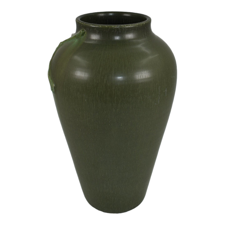Ephraim Faience 2006 Hand Made Pottery Green Ginkgo Leaf Ceramic Vase 519 - Just Art Pottery
