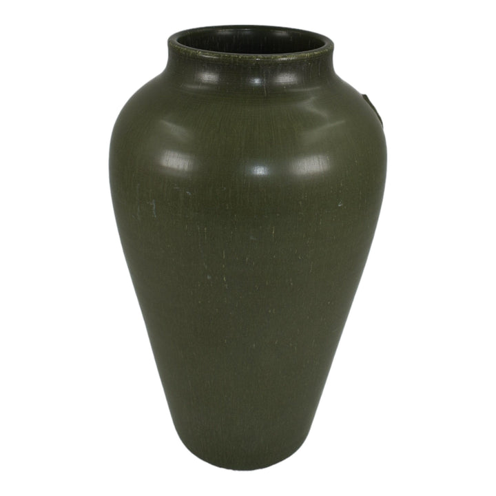 Ephraim Faience 2006 Hand Made Pottery Green Ginkgo Leaf Ceramic Vase 519 - Just Art Pottery