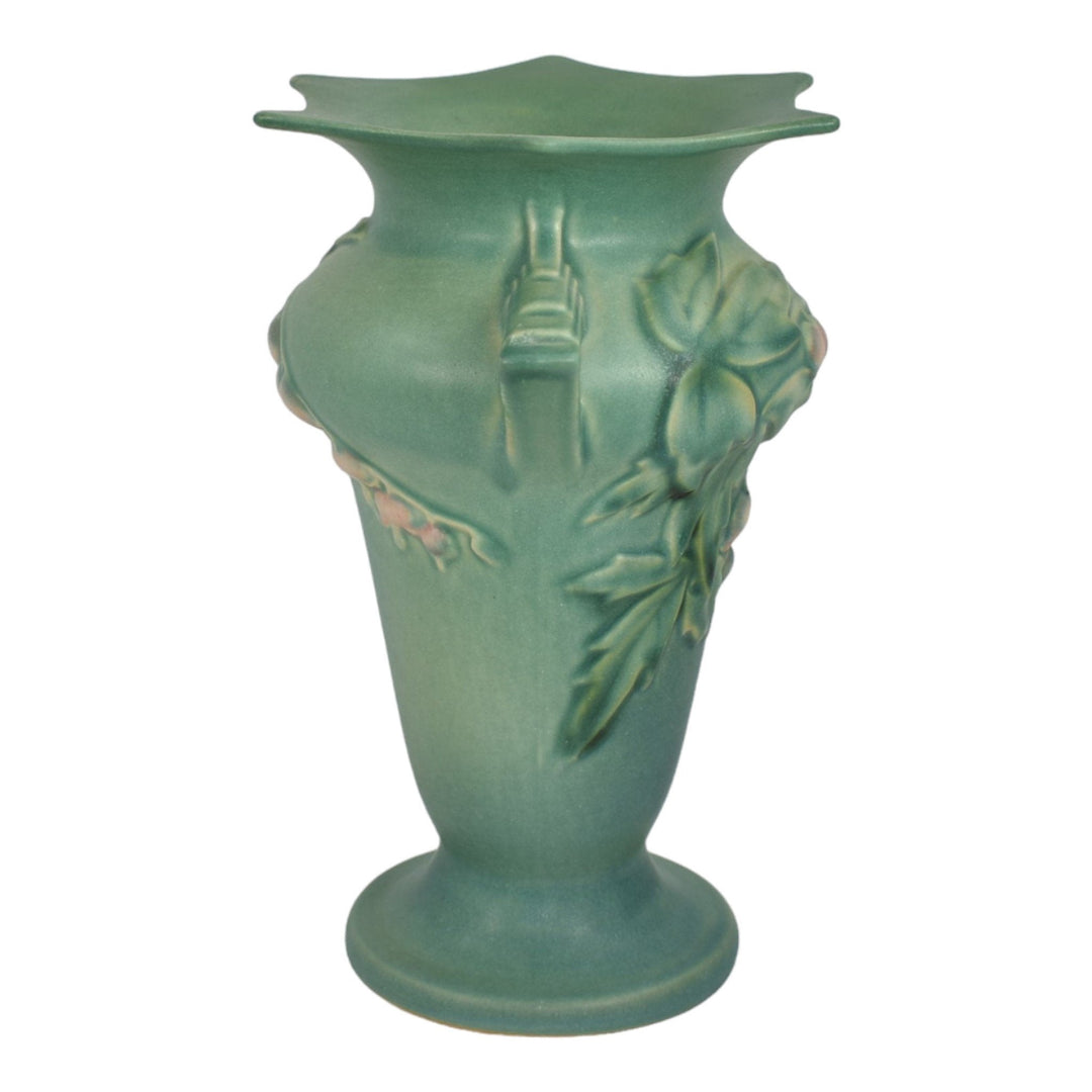 Roseville Bleeding Heart Green 1940 Vintage Art Deco Pottery Ceramic Vase 965-7
