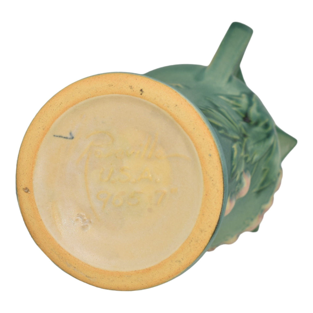 Roseville Bleeding Heart Green 1940 Vintage Art Deco Pottery Ceramic Vase 965-7 - Just Art Pottery