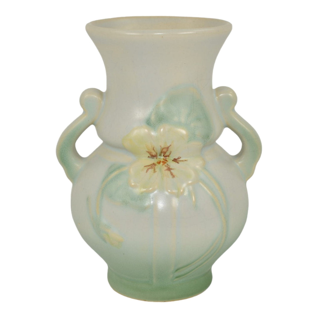 Weller Panella 1930s Vintage Art Deco Pottery Yellow Flower Green Ceramic Vase