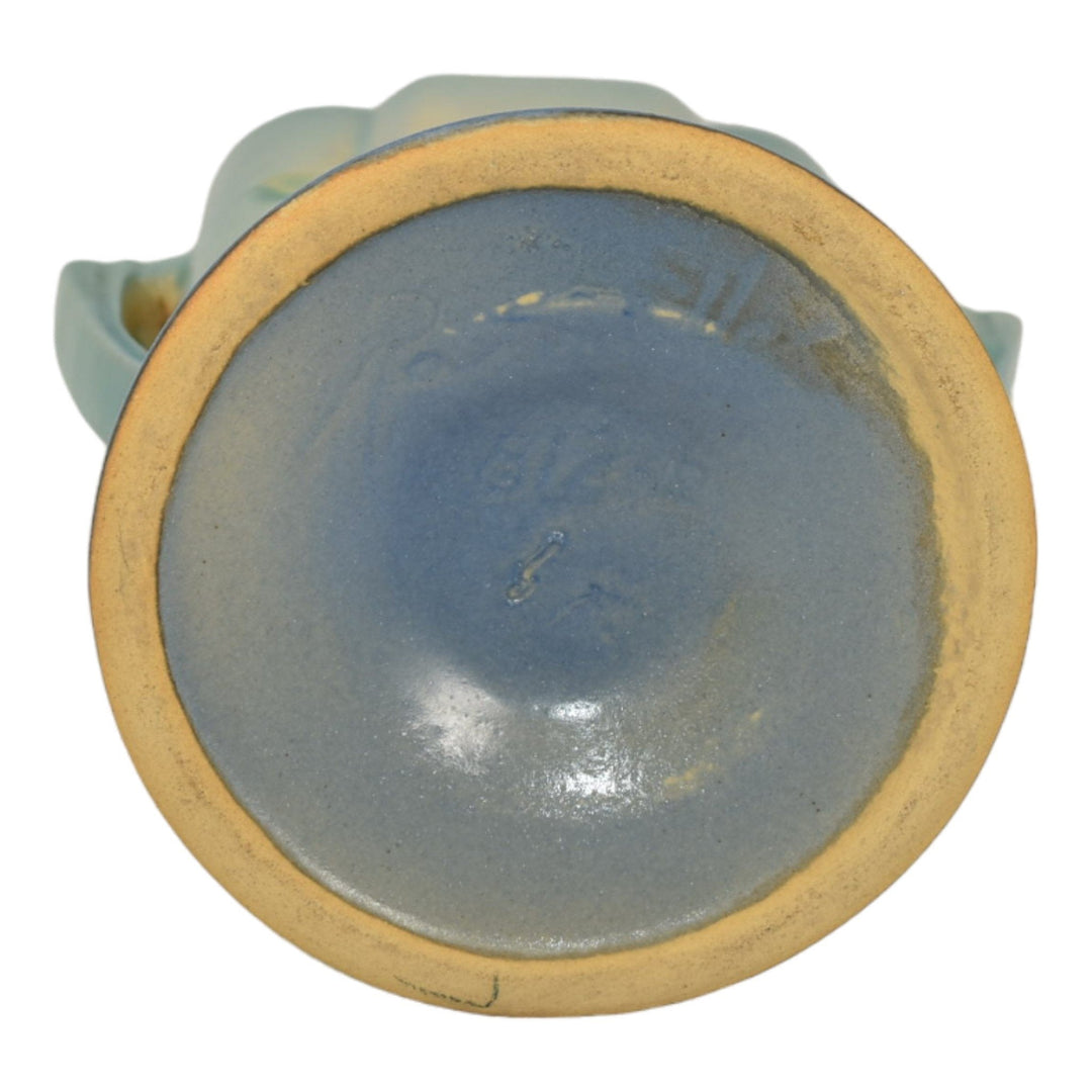 Roseville Thornapple Blue 1937 Art Deco Pottery Ceramic Flower Pillow Vase 812-6