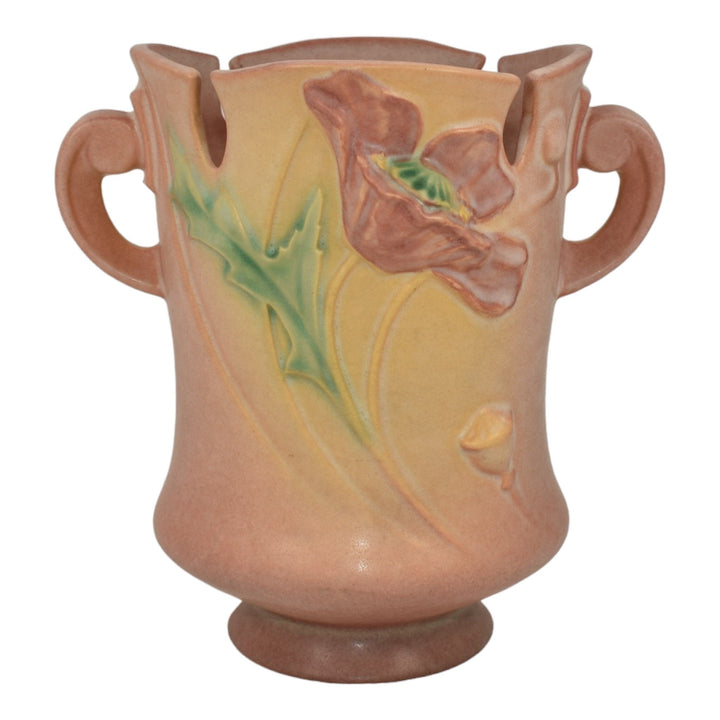 Roseville Poppy Pink 1938 Vintage Art Deco Pottery Ceramic Vase 869-7