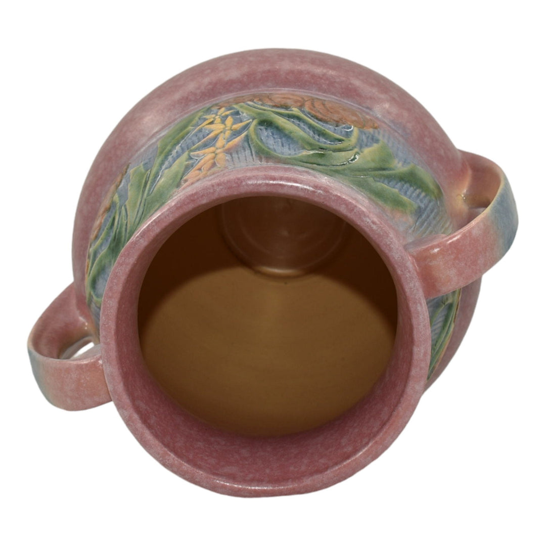 Roseville Baneda Pink 1932 Vintage Art Deco Pottery Ceramic Flower Vase 596-9