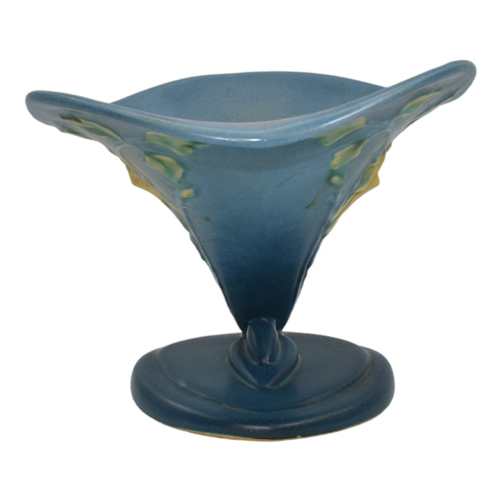 Roseville Columbine Blue 1941 Mid Century Modern Pottery Cornucopia Vase 149-6