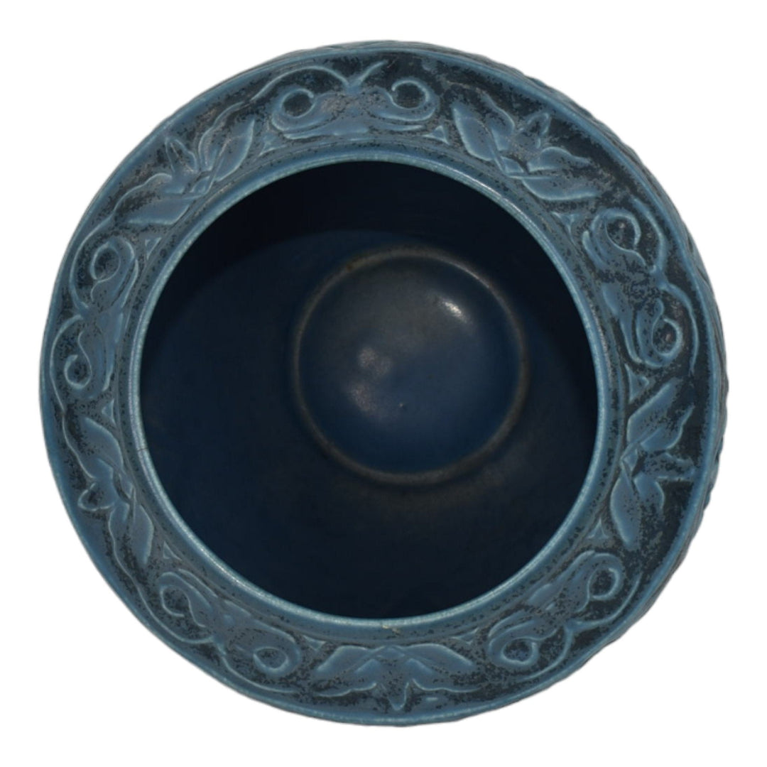 Rookwood 1931 Vintage Art Deco Pottery Matte Blue Fleur De Lis Vase 2511