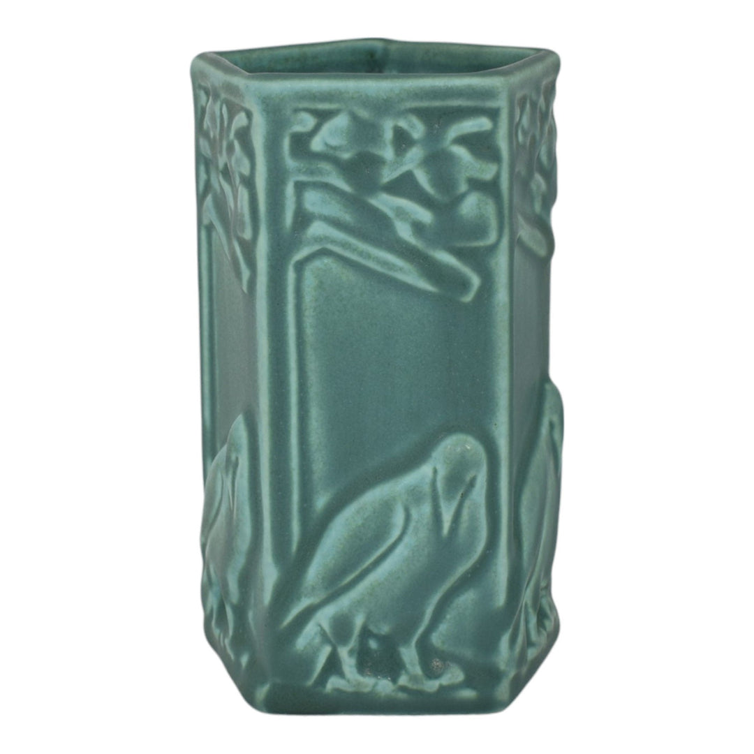 Rookwood 1931 Vintage Arts And Crafts Pottery Green Ceramic Crow Rook Vase 1795