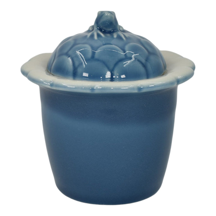 Rookwood 1947 Vintage Mid Century Modern Pottery Blue Covered Jar Frog Lid 7002