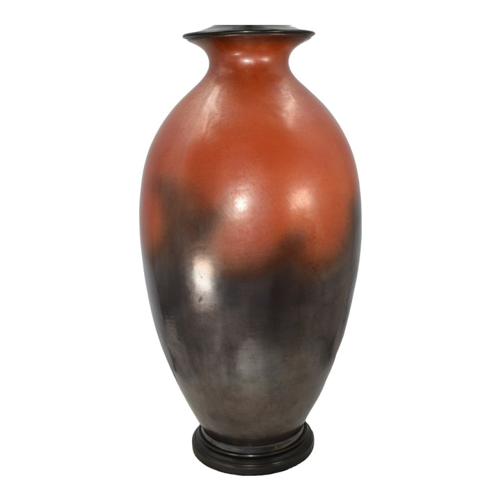 Roseville Pauleo Orange 1914 Vintage Art Pottery Monumental Ceramic Lamp Vase