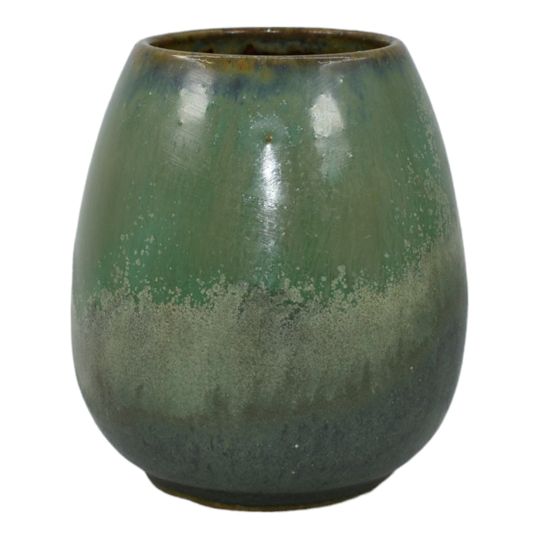 Fulper 1910s Vintage Arts And Crafts Pottery Green Flambe Ceramic Vase 011