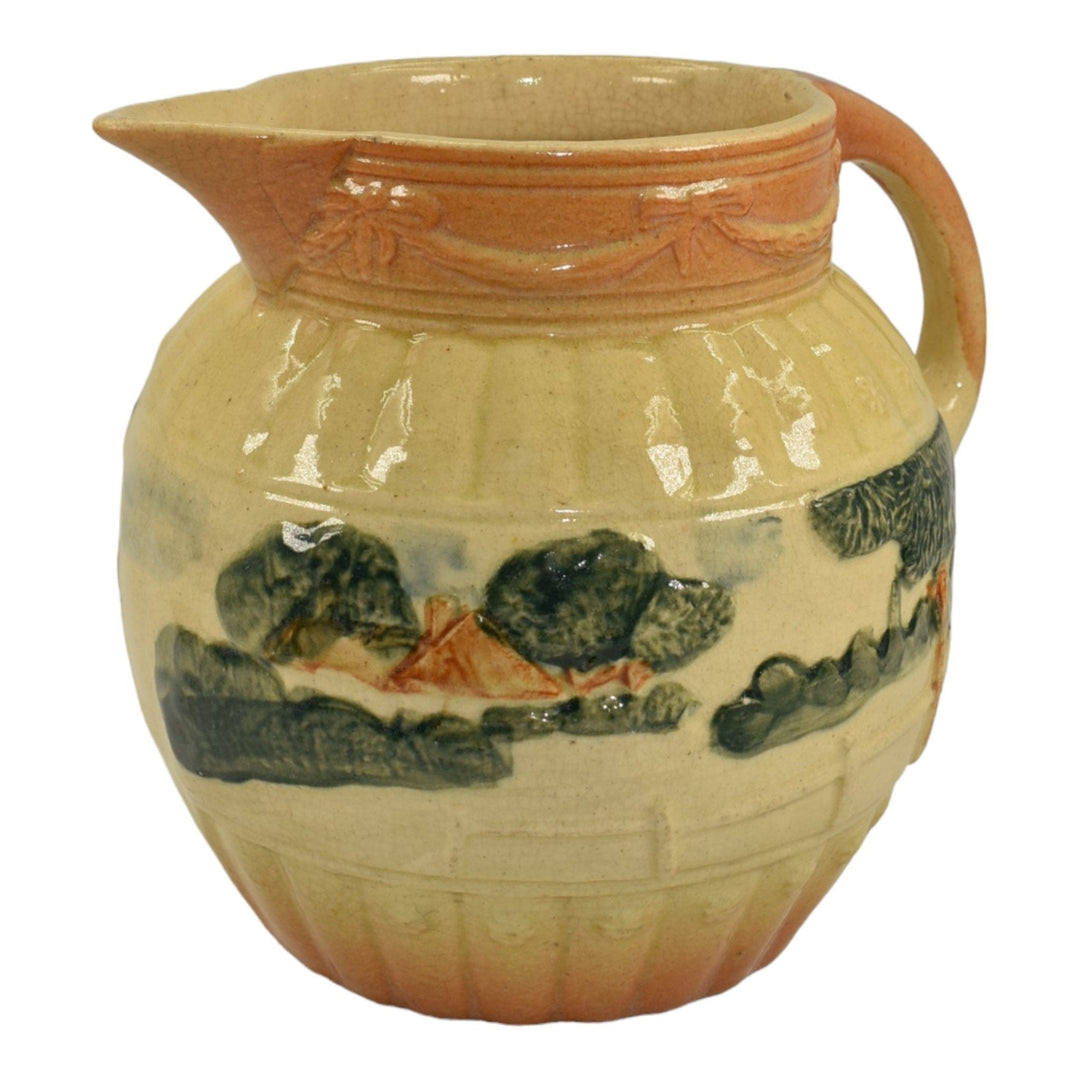 Roseville Early Ware 1910-16 Vintage Art Pottery Ceramic Landscape Pitcher - Just Art Pottery