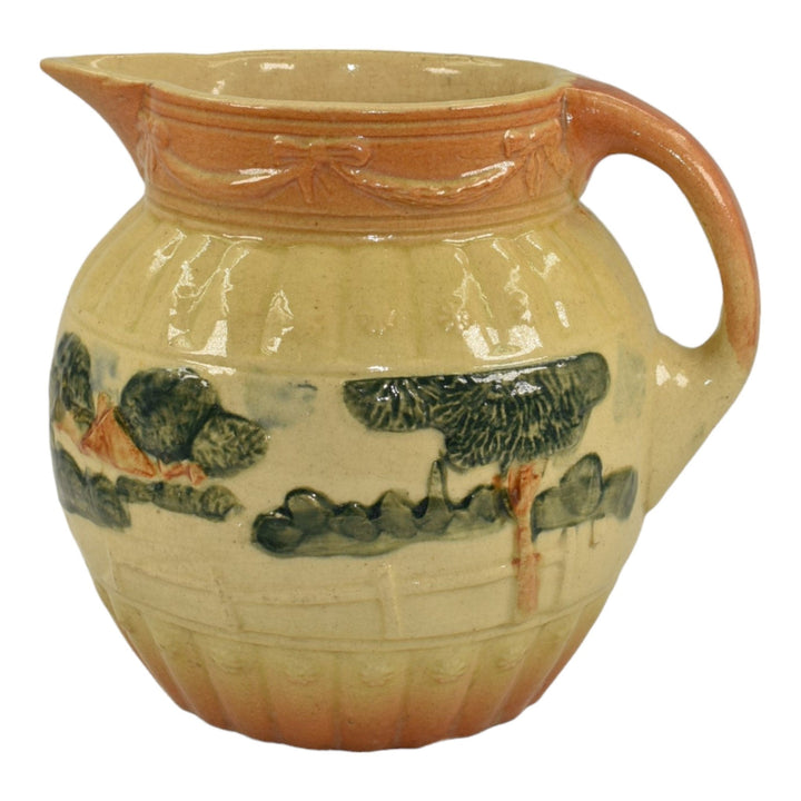 Roseville Early Ware 1910-16 Vintage Art Pottery Ceramic Landscape Pitcher - Just Art Pottery