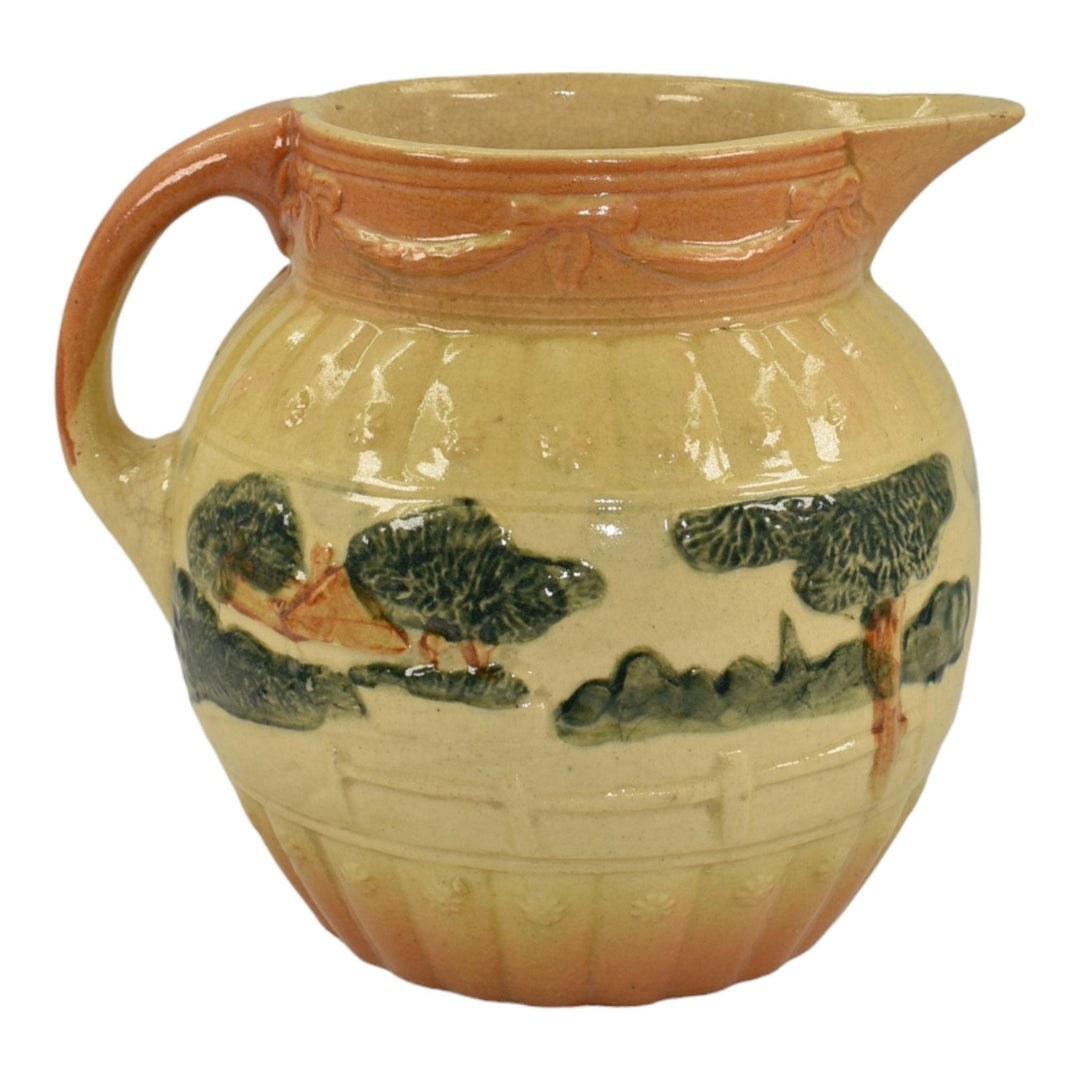 Roseville Early Ware 1910-16 Vintage Art Pottery Ceramic Landscape Pitcher - Just Art Pottery