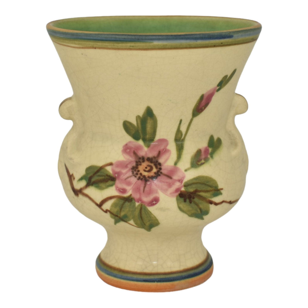 Weller Bonito 1927-33 Vintage Art Pottery Hand Painted Pink Rose Vase Axline - Just Art Pottery