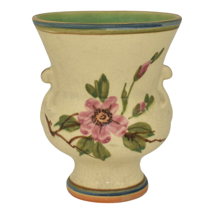 Weller Bonito 1927-33 Vintage Art Pottery Hand Painted Pink Rose Vase Axline - Just Art Pottery