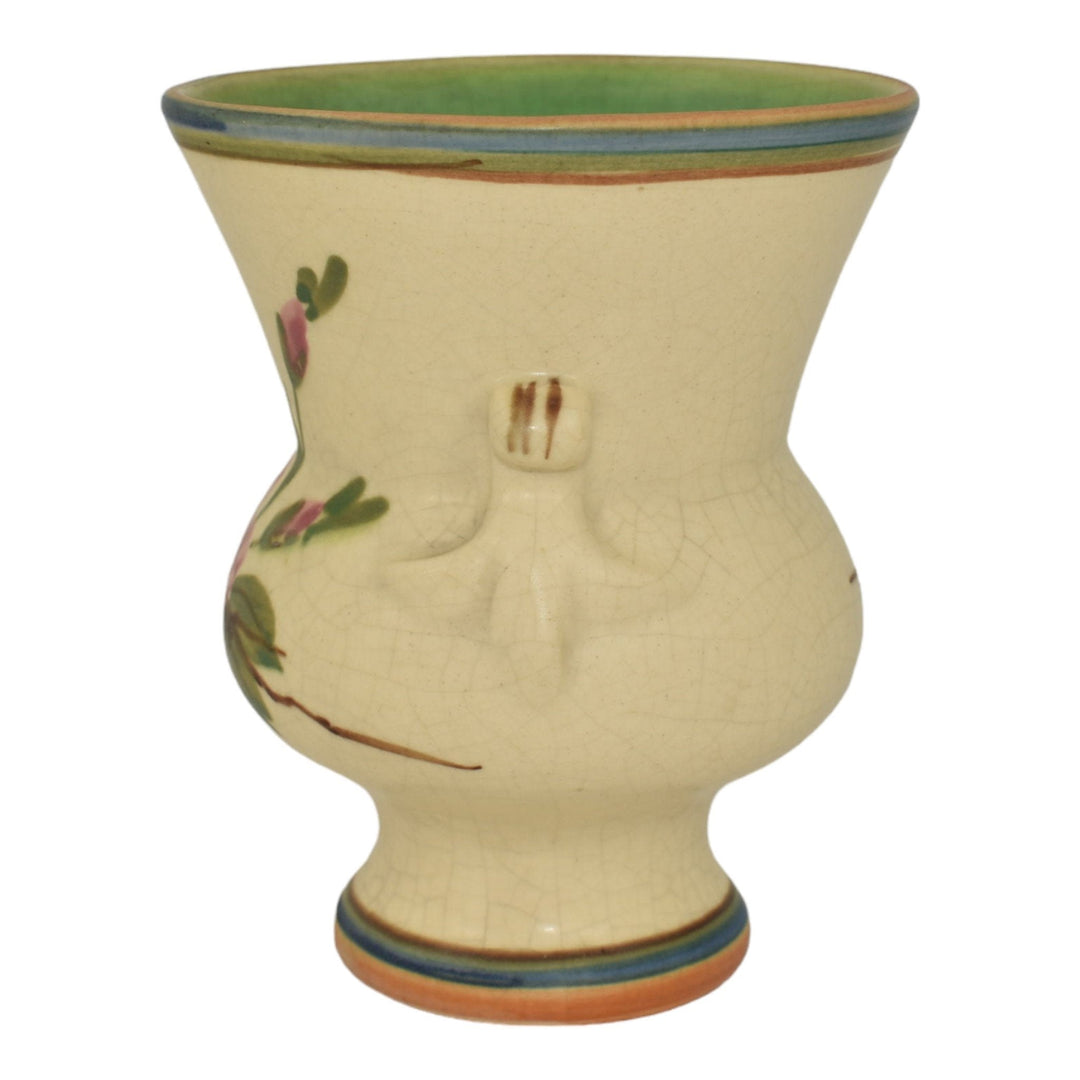 Weller Bonito 1927-33 Vintage Art Pottery Hand Painted Pink Rose Vase Axline - Just Art Pottery