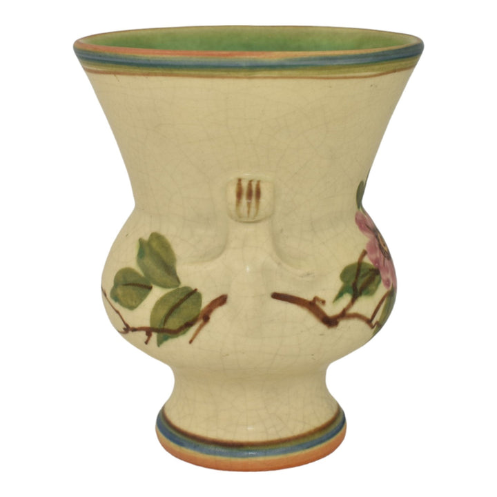 Weller Bonito 1927-33 Vintage Art Pottery Hand Painted Pink Rose Vase Axline - Just Art Pottery