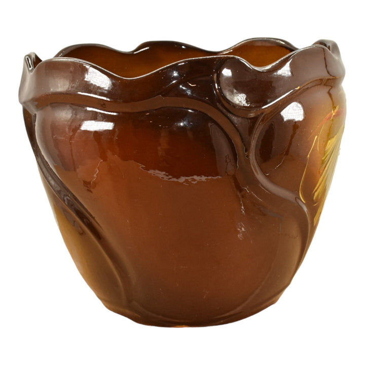 McCoy Loy Nel Art 1900s Art Pottery Standard Glaze Grapes Jardiniere Planter - Just Art Pottery