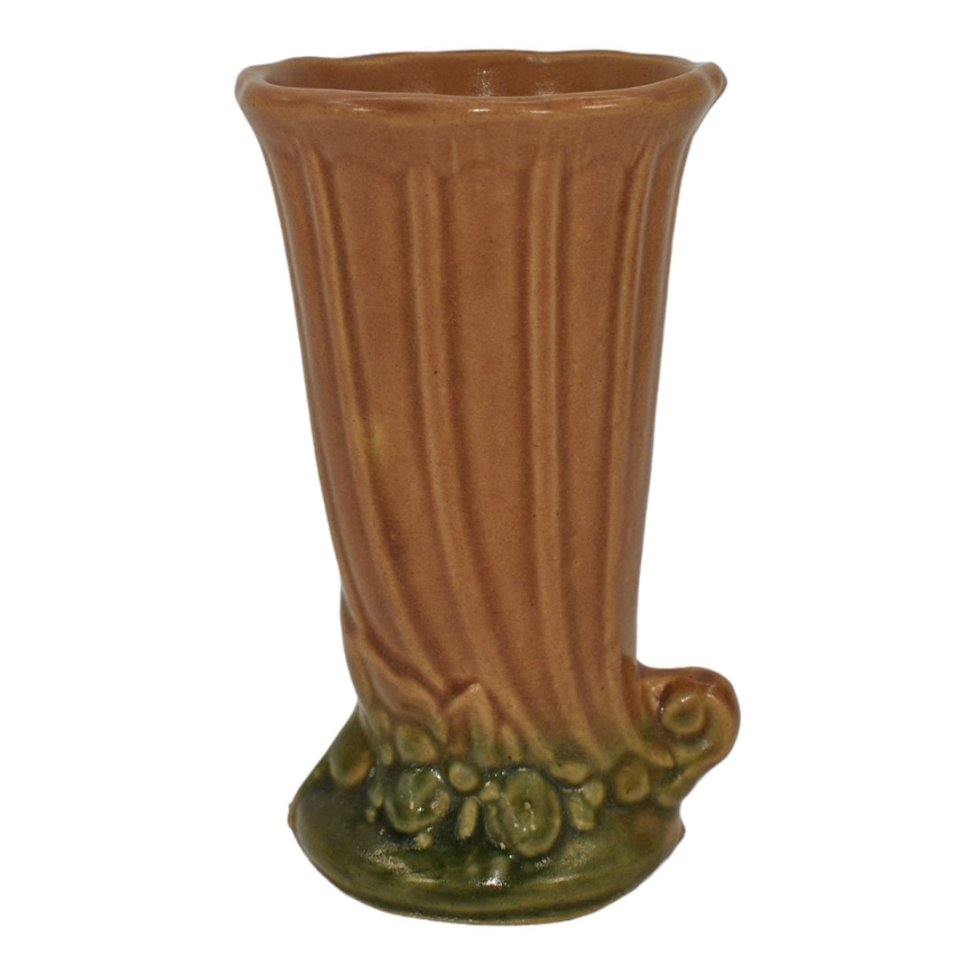 McCoy 1932 Vintage Art Pottery Leaves And Berries Brown Green Ceramic Vase 15 - Just Art Pottery
