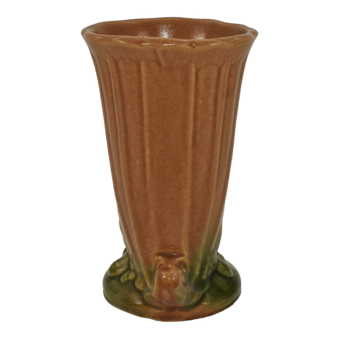 McCoy 1932 Vintage Art Pottery Leaves And Berries Brown Green Ceramic Vase 15 - Just Art Pottery