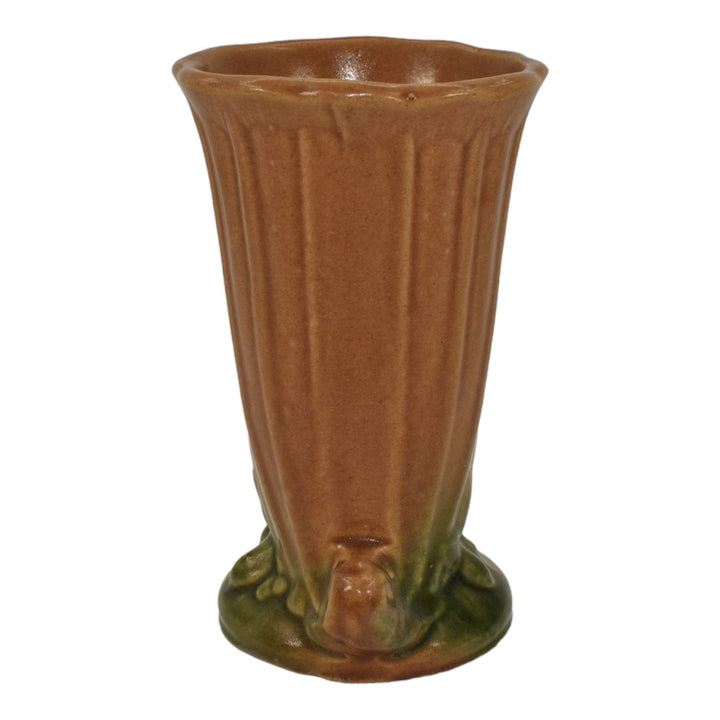 McCoy 1932 Vintage Art Pottery Leaves And Berries Brown Green Ceramic Vase 15 - Just Art Pottery