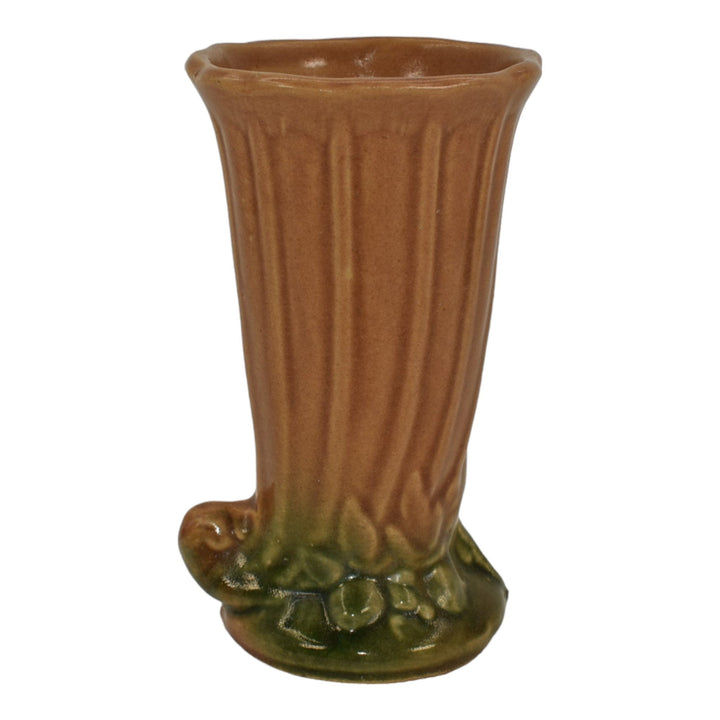 McCoy 1932 Vintage Art Pottery Leaves And Berries Brown Green Ceramic Vase 15 - Just Art Pottery