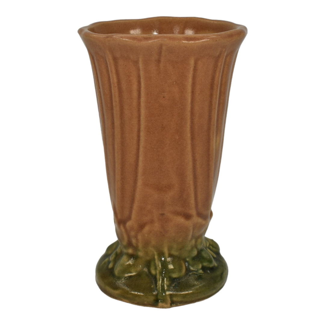McCoy 1932 Vintage Art Pottery Leaves And Berries Brown Green Ceramic Vase 15 - Just Art Pottery