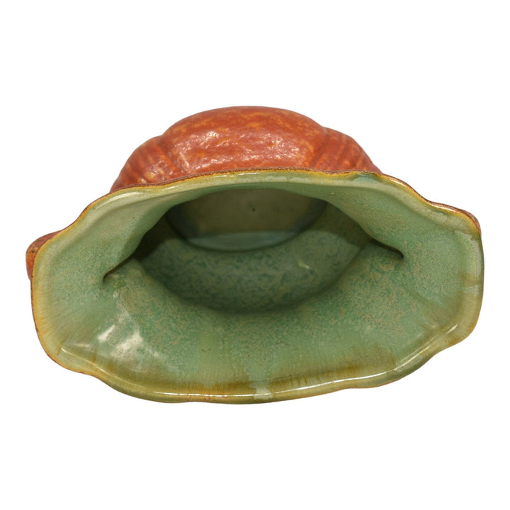 Stangl Vintage Art Pottery Orange Uranium Green Two Handled Ceramic Vase - Just Art Pottery