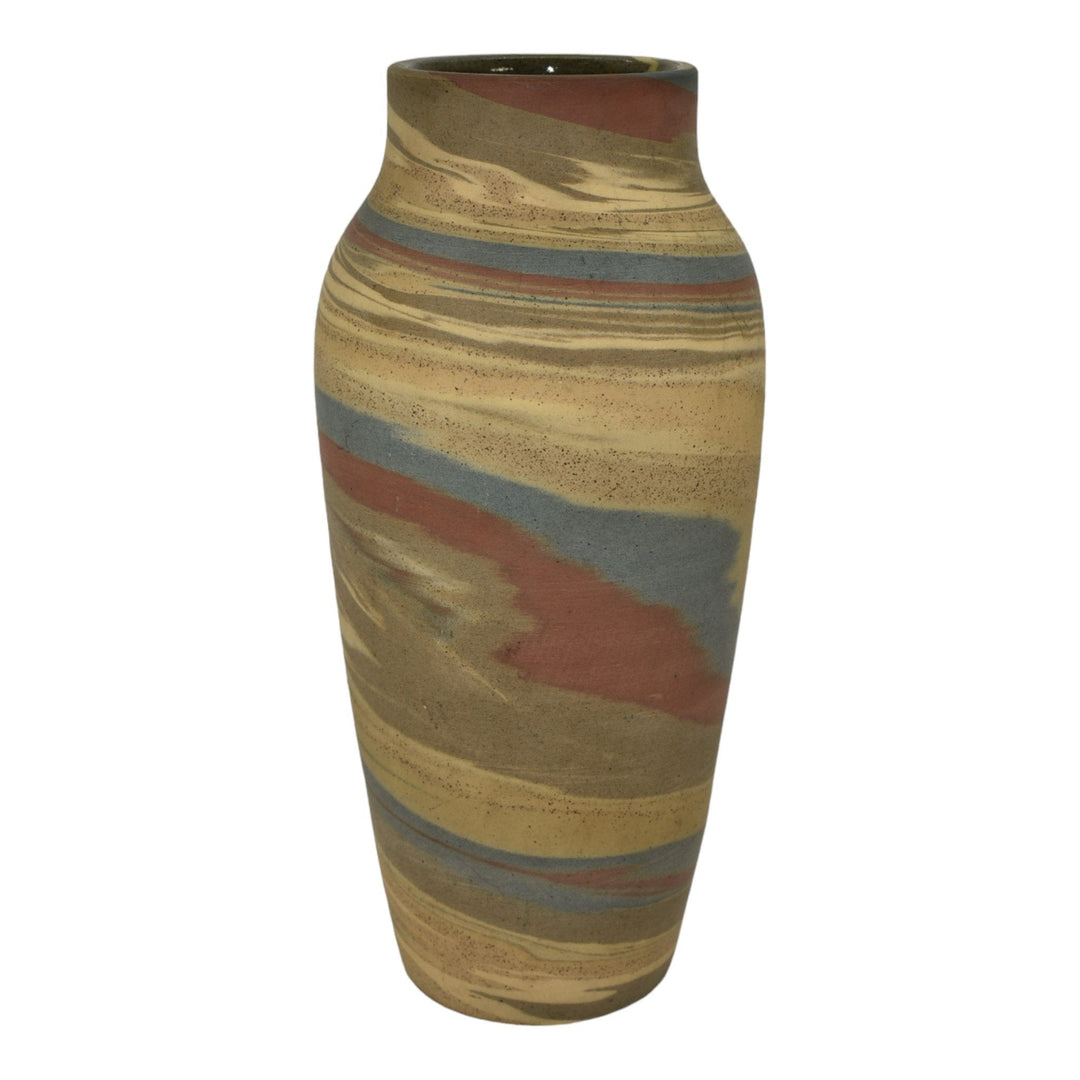Niloak Mission Swirl 1925-30s Vintage Hand Made Art Pottery Brown Ceramic Vase - Just Art Pottery