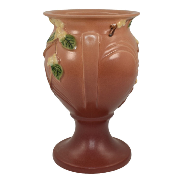 Roseville Snowberry Pink 1947 Mid Century Modern Pottery Ceramic Urn Vase 1UR-8 - Just Art Pottery