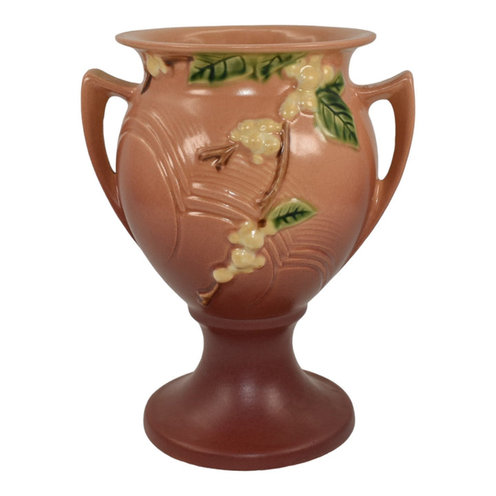 Roseville Snowberry Pink 1947 Mid Century Modern Pottery Ceramic Urn Vase 1UR-8 - Just Art Pottery