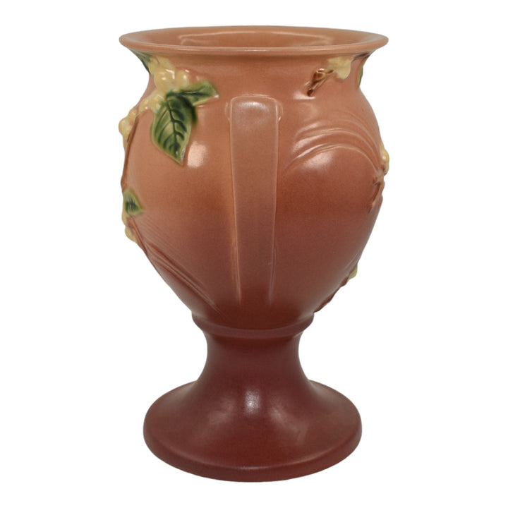Roseville Snowberry Pink 1947 Mid Century Modern Pottery Ceramic Urn Vase 1UR-8 - Just Art Pottery
