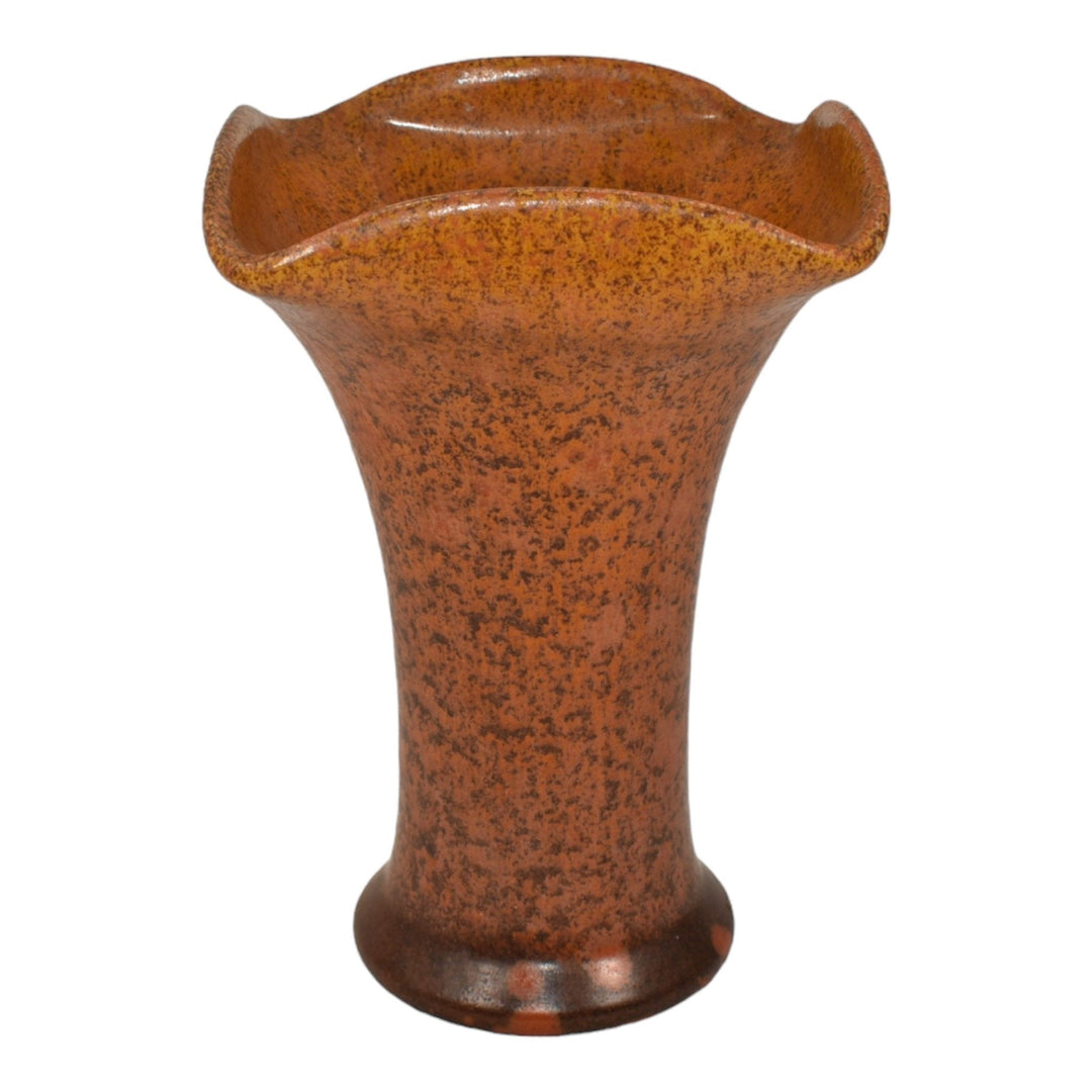 Muncie 1920s Vintage Art Deco Pottery Bittersweet Orange Ceramic Vase U-8 - Just Art Pottery