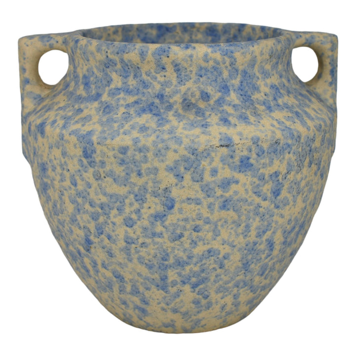Burley Winter 1930s Art Pottery Mottled Blue And White Handled Ceramic Vase 43 - Just Art Pottery