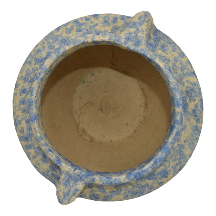 Burley Winter 1930s Art Pottery Mottled Blue And White Handled Ceramic Vase 43 - Just Art Pottery