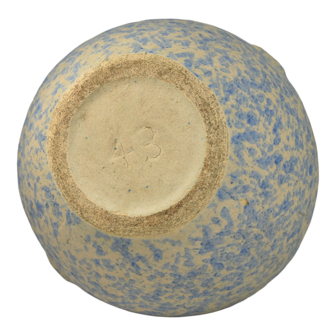 Burley Winter 1930s Art Pottery Mottled Blue And White Handled Ceramic Vase 43 - Just Art Pottery