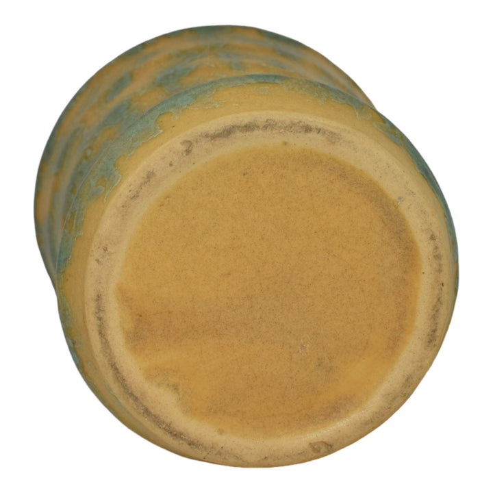 Burley Winter 1930s Arts And Crafts Pottery Green Yellow Flower Pot Planter - Just Art Pottery