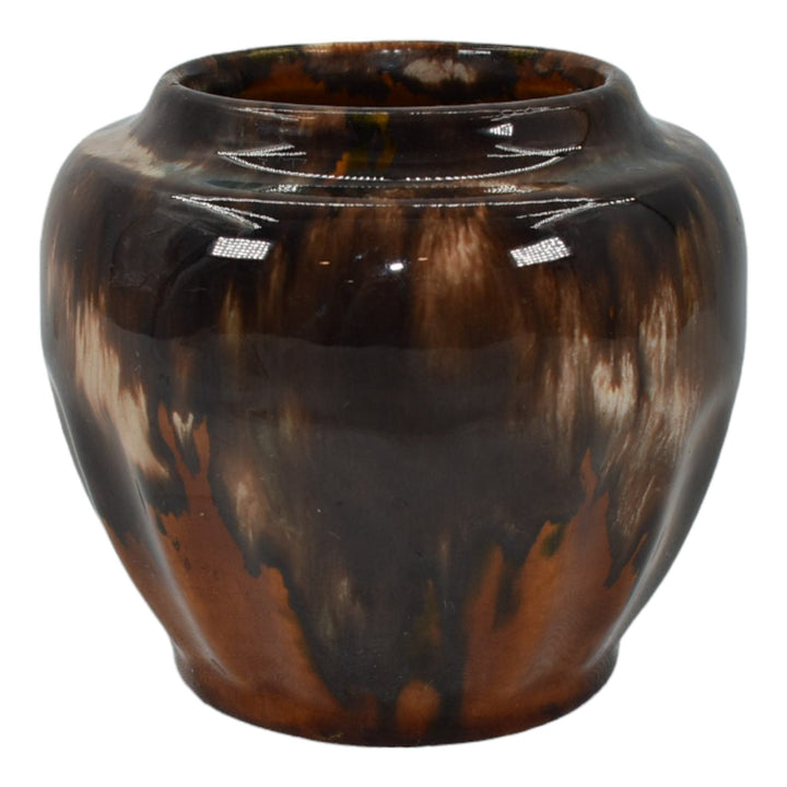 Brush McCoy 1930s Vintage Art Pottery Brown Onyx Blended Ceramic Vase - Just Art Pottery