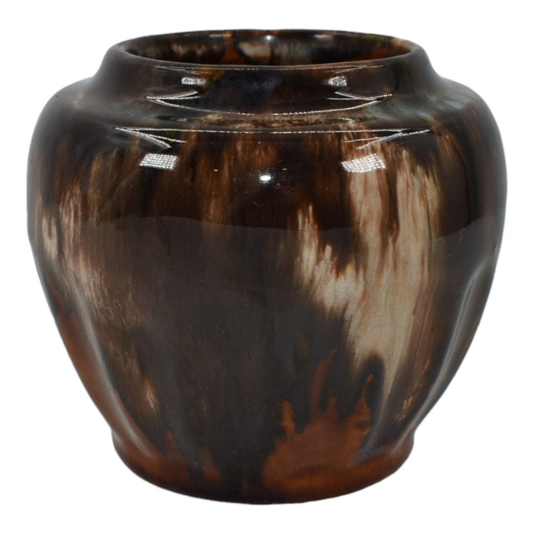 Brush McCoy 1930s Vintage Art Pottery Brown Onyx Blended Ceramic Vase - Just Art Pottery