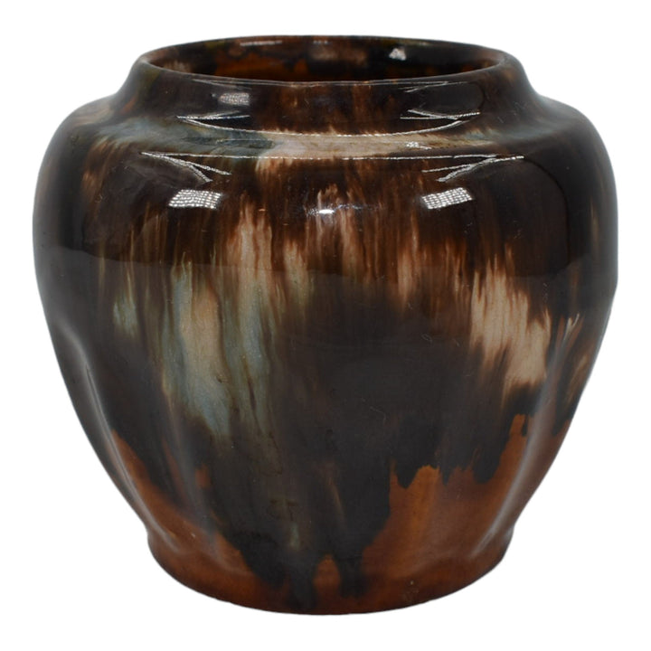 Brush McCoy 1930s Vintage Art Pottery Brown Onyx Blended Ceramic Vase - Just Art Pottery