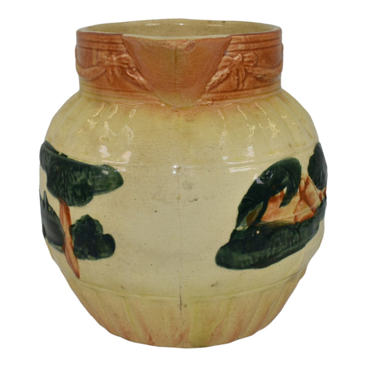 Roseville Early Ware 1910-16 Vintage Art Pottery Ceramic Landscape Pitcher - Just Art Pottery
