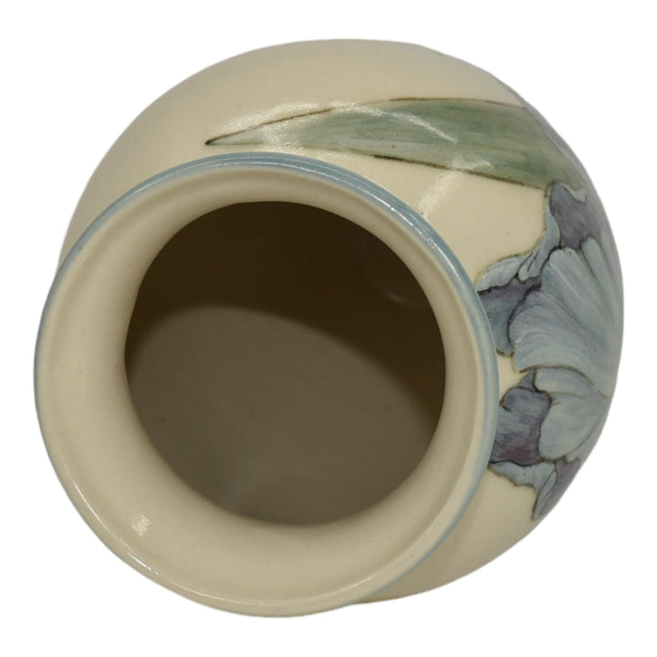 Santa Barbara Ceramic Design 1986 Art Pottery Hand Painted Iris Vase Takeuchi - Just Art Pottery
