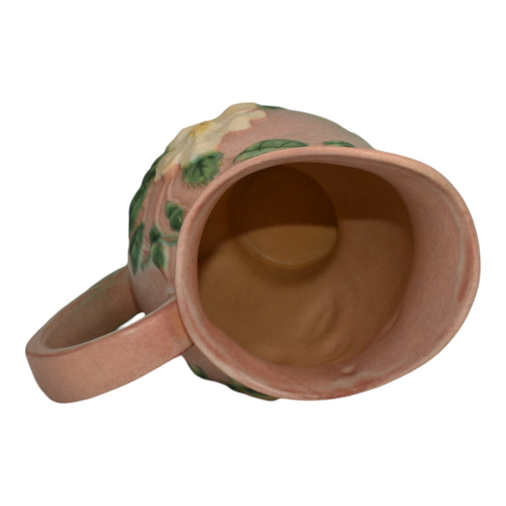 Roseville Pottery White Rose 1940 Pink And Green Art Deco Ceramic Pitcher 1324 - Just Art Pottery