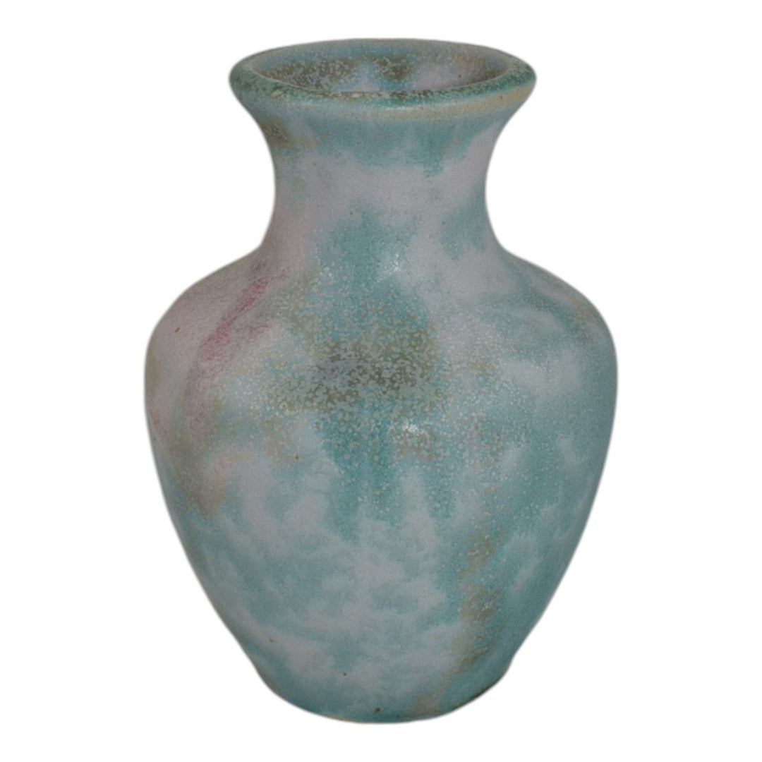 Burley Winter 1930s Vintage Art Pottery Mottled Blue Ceramic Cabinet Vase A - Just Art Pottery